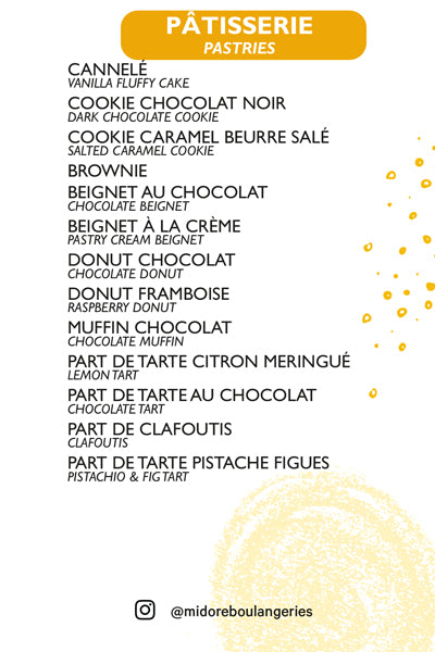 Les desserts du menu Midoré