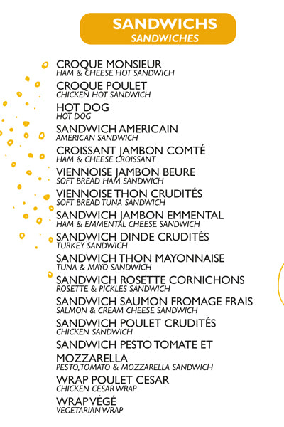 Les sandwichs du menu Midoré